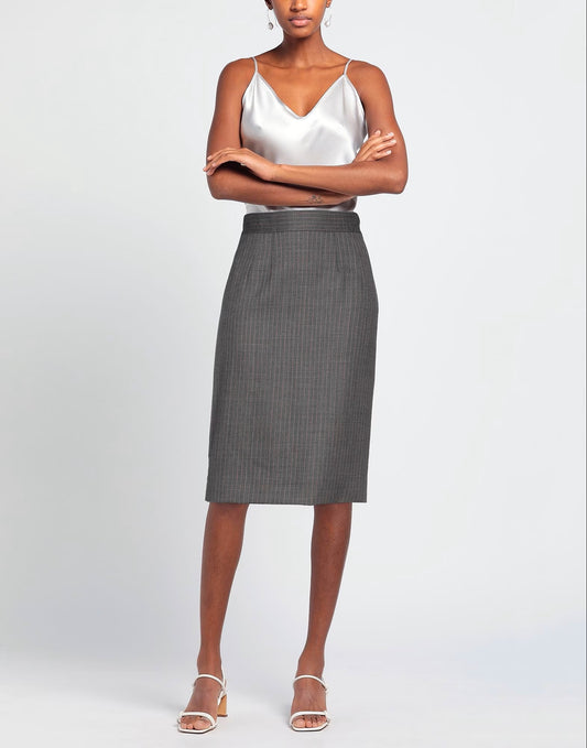 DOLCE & GABBANA GRAY MIDI SKIRT WITH PINK STRIPES