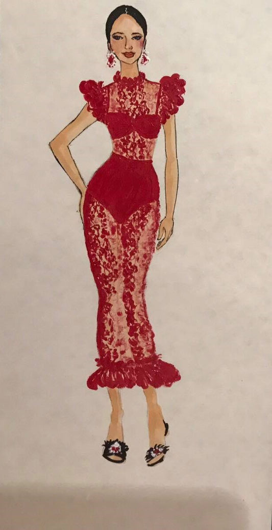 SCARLET LACE SEDUCTION: A SYMPHONY OF DESIRE AND ELEGANCE