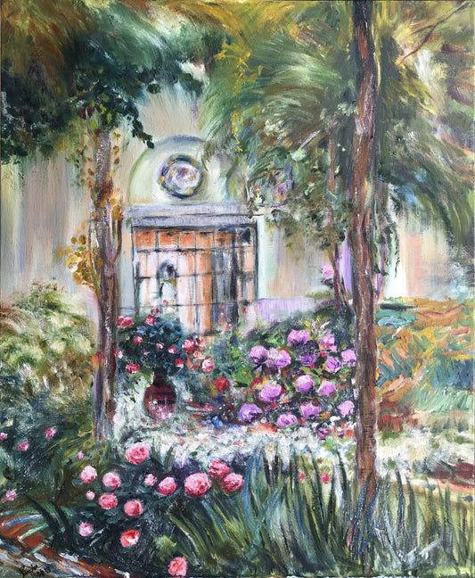 Colorful floral garden oil painting by Panicha Thisanon