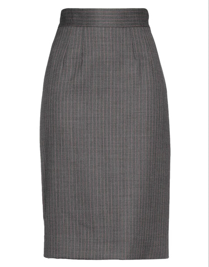 DOLCE & GABBANA GRAY MIDI SKIRT WITH PINK STRIPES