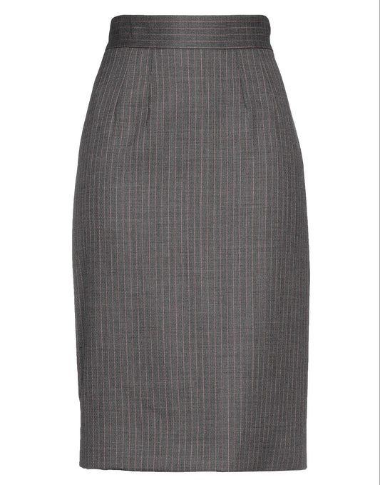 DOLCE & GABBANA GRAY MIDI SKIRT WITH PINK STRIPES