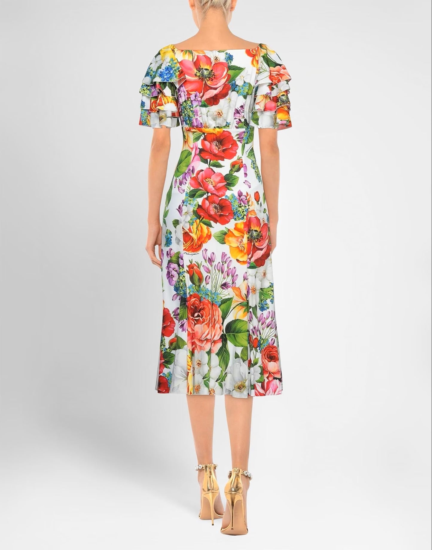 DOLCE & GABBANA WOMEN FLOWERS RUFFLES LONG DRESS