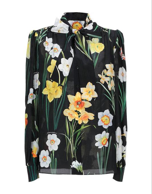 DOLCE & GABBANA FLOWER BLACK TOP
